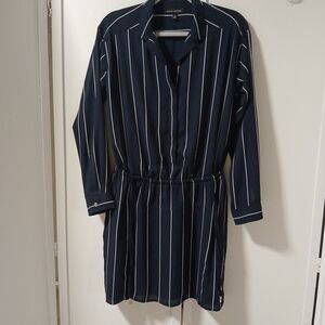BANANA REPUBLIC Women's Sz 6  Blue Striped Long Sleeve Shirt Dress